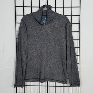 Armani Exchange D-Holiday-2013 Sweater Mens M Gray Elbow Patch Melange Fall